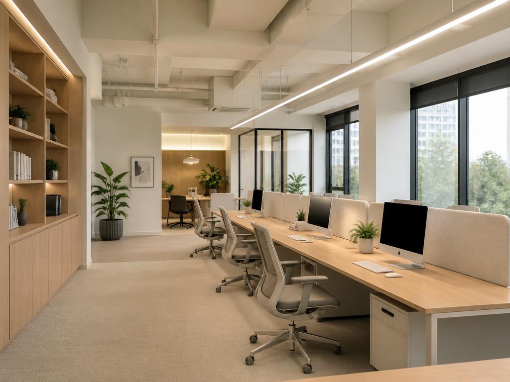 Oficina remodelada con diseño minimalista